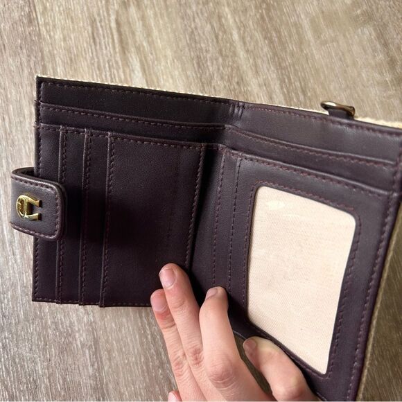 Etienne Aigner Small Wallet Card Holder Tweed Leather Money Pocket - Picture 2 of 4